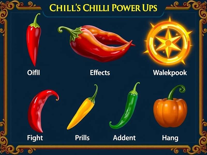 Chilli power-ups in Chilli Chase Master showing different Indian chillies with their effects